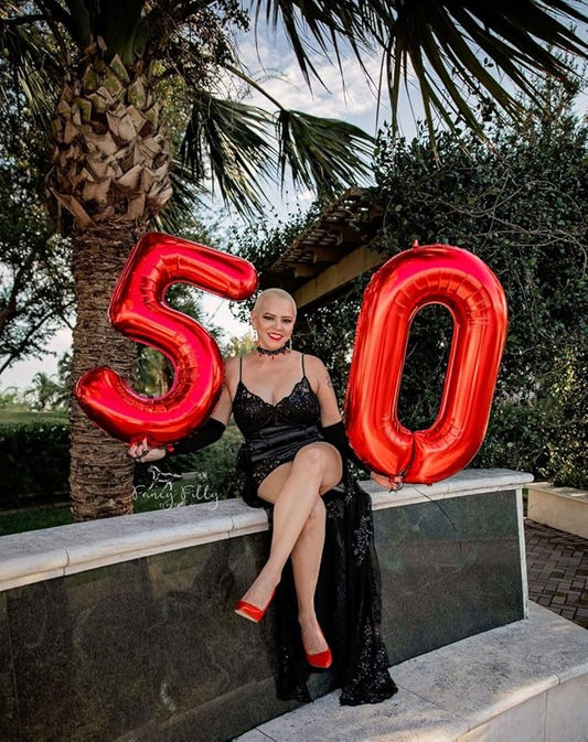 Number 50 Balloon, Foil 40 Inch Red 50th Birthday Party Decoration for Men & Women, Big Number Balloons Party Supplies for Engagement Wedding Anniversary