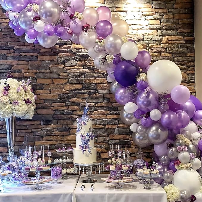 PartyWoo Pearl Lavender Balloons 140pcs Different Sizes Pack of 18 12 10 5 Inch Pearl Light Pastel Purple Lilac Balloon Arch Kit for Bachelorette Fairy Girl Birthday Party Decorations Purple-Z32