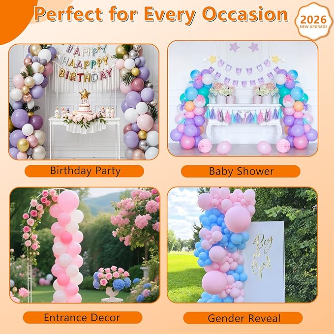 Balloon Stand Kit Set of 2, 7FT Metal Balloon Pillars Stand with Base, Reusable Balloon Columns for Birthday, Wedding, Baby Shower, Graduation Party Decorations