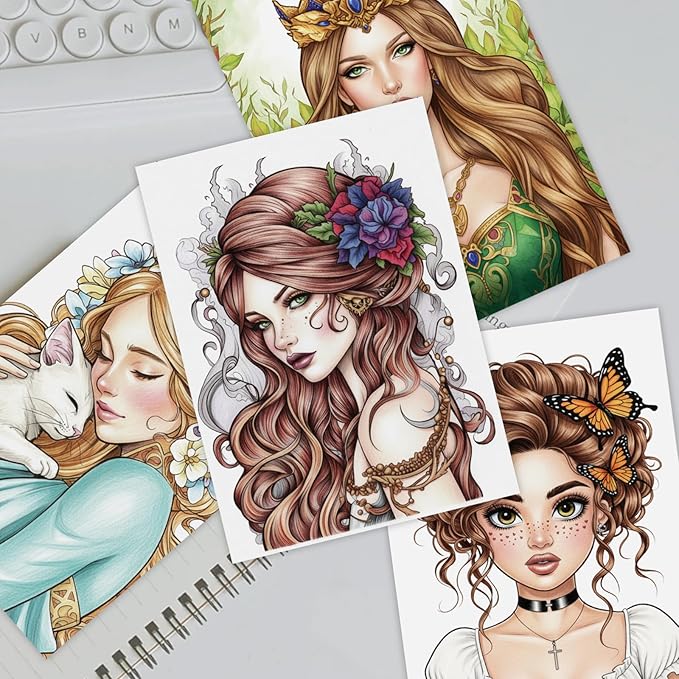 ZHIJIANHZ Coloring Book for Adults with Detailed Portraits and Fashion Illustrations, 30 Pages of People and Character Designs for Artistic Relaxation, 6.7x6.7 Inch for Stress Relief