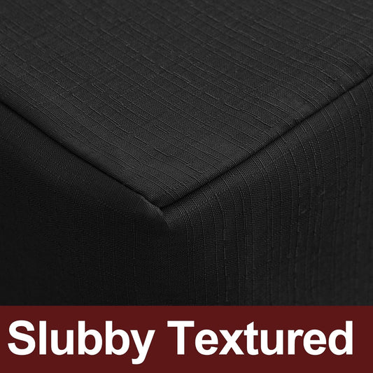 HolidayIdeas 2 Pack Fitted Table Covers Rectangle - 48 x 24 Inch - Black Linen Textured Tablecloths for 4 Foot Tables, Fabric Tableclothes for Party, Wedding, Trade Show
