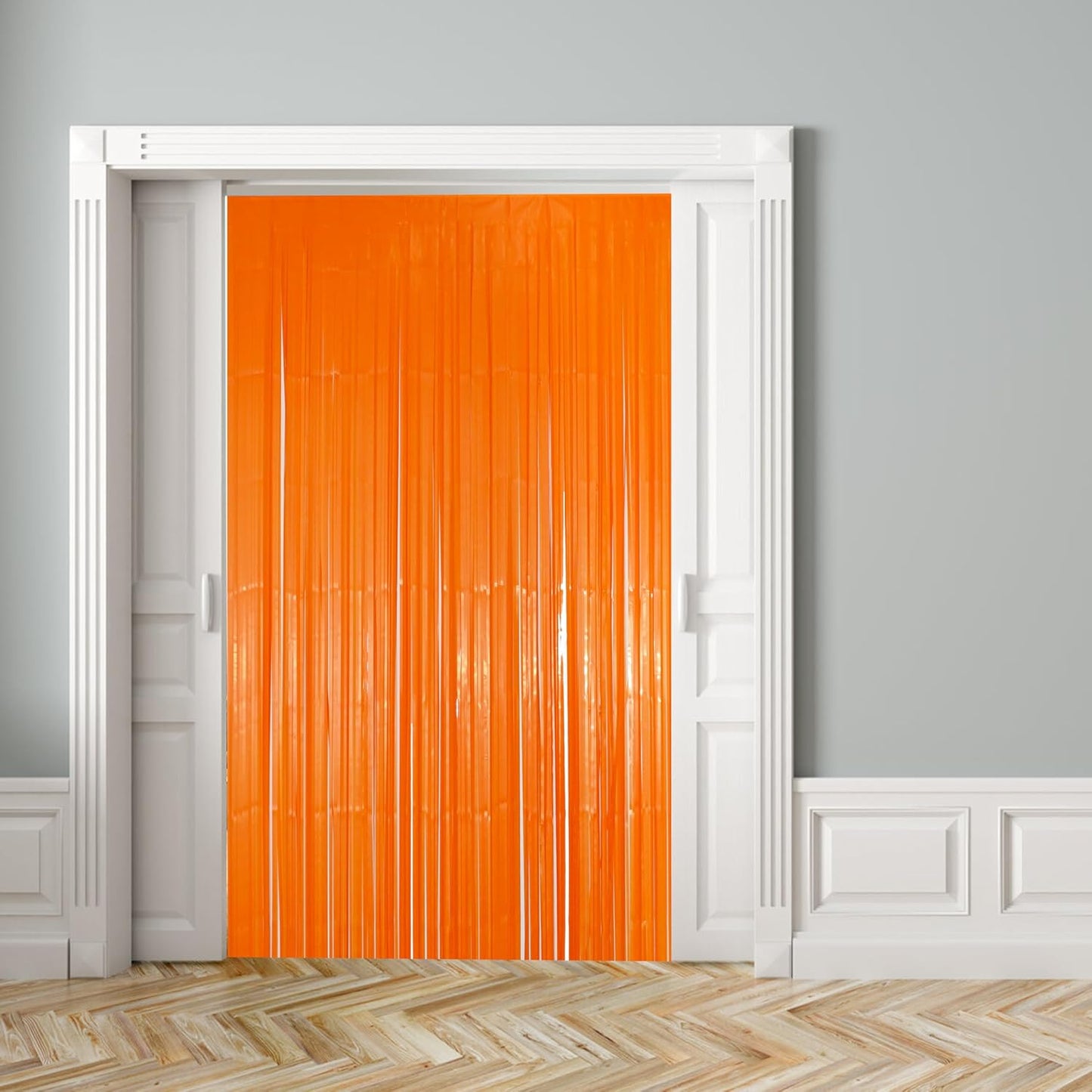 2 Pack Orange Fringe Backdrop Curtains, Orange Streamers Party Backdrop, Party Decorations for Birthday, Holidays, Parties & More