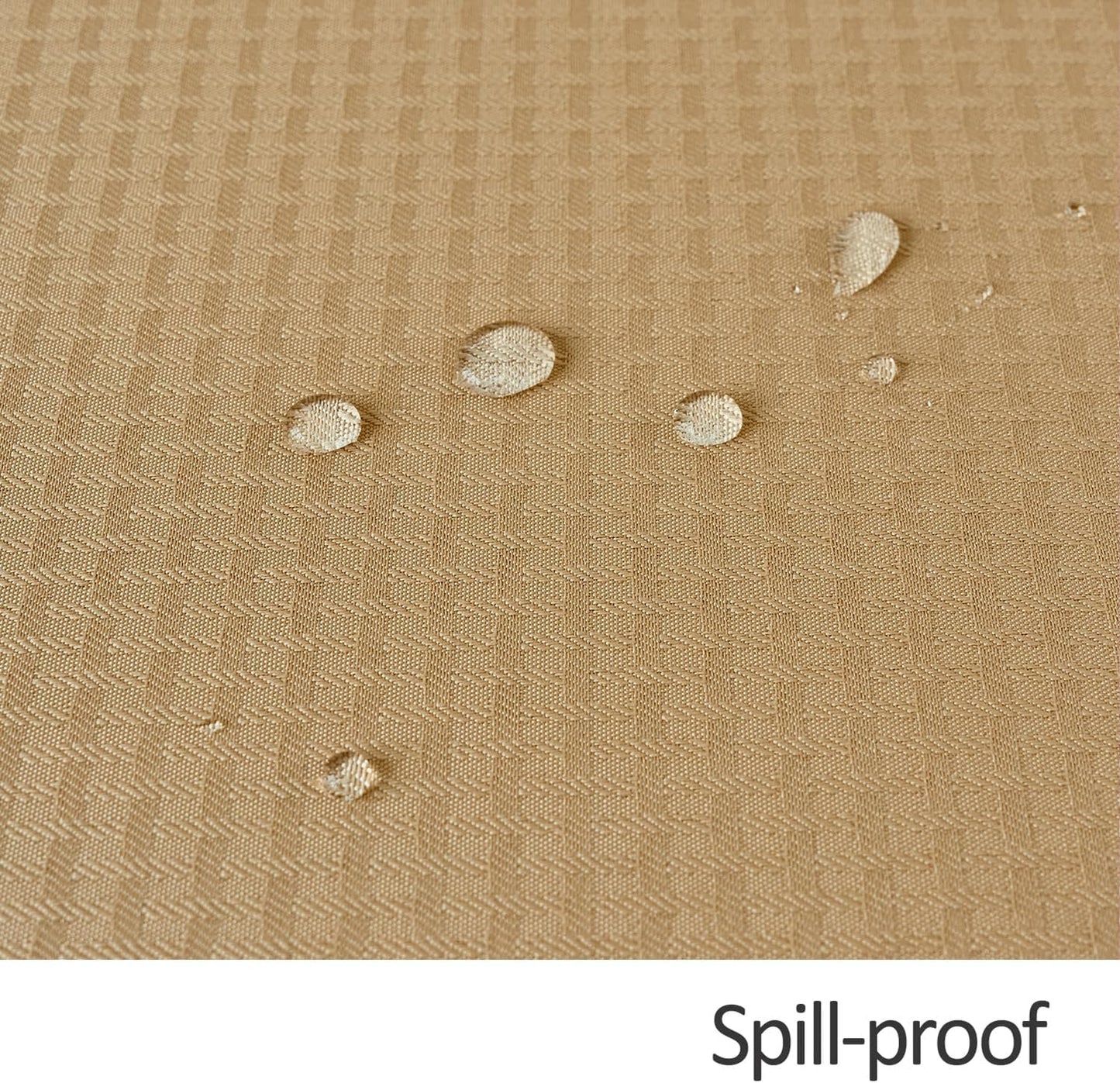 maxmill Round Weaved Texture Design Tablecloth Spill-Proof Wrinkle Free Soft Washable Table Cloth for Circular Table Cover, for Dining Room Buffet Banquet Parties Holiday Dinner, 90 Inch Beige