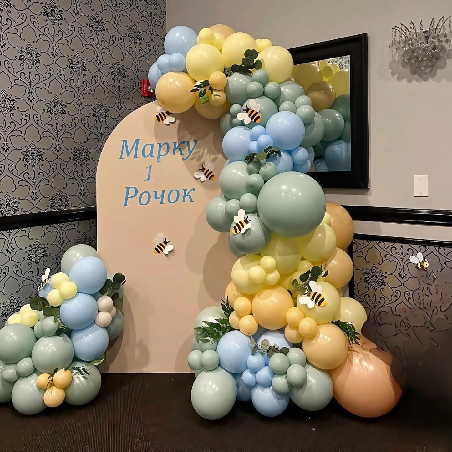 Sage Green Dusty Blue & Yellow Balloons Set – 60 Pcs 12 Inch Boho Neutral Latex Balloons for Baby Shower & Birthday