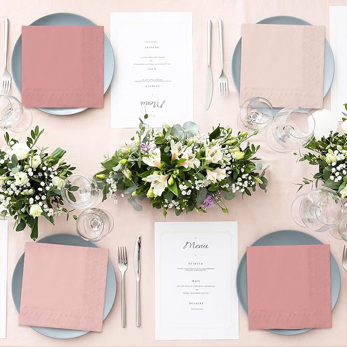 Whaline 150Pcs Peach Pink Cocktail Napkin 3 Colors Paper Napkin Gradient Pink Disposable Beverage Napkin for Holiday Home Party Table Decor Supplies