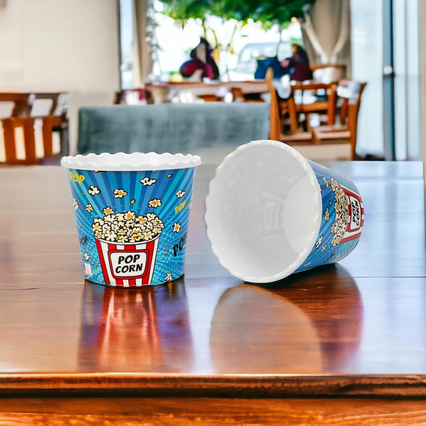 Modern Style Reusable Plastic Popcorn Box/Popcorn Containers/Popcorn Bowls Set for Movie Theater Night - (BPA Free - 4 Pack - 75 oz) (Popcorn Mix G)