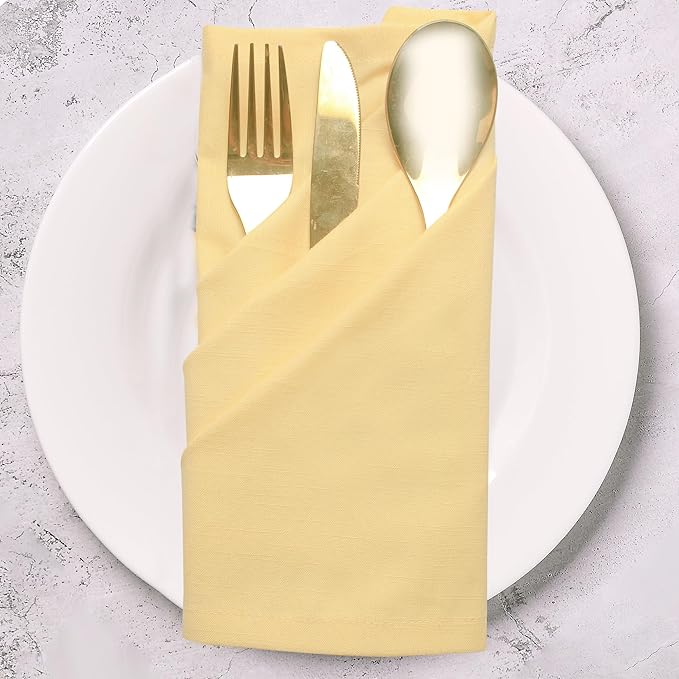 Urban Villa Cloth Napkins Set of 12 (20x20 Inches) 100% Cotton Napkins Cloth Washable Soft Durable Reusable Absorbent Table Dinner Napkins Cloth for Hotel Lunch Restaurant Weddings Parties – Yellow