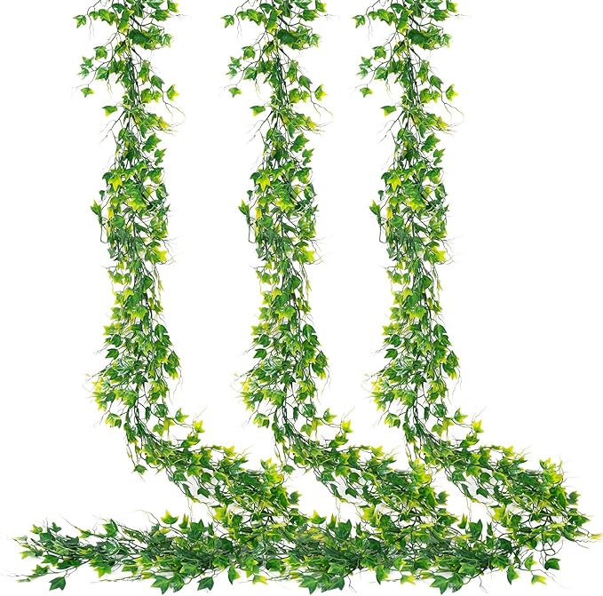 Fake Greenery Vines Artificial Vines Outdoor Greenery Wall Vines Green Leaves Decor Plastic Plants for Wedding Bouquet Party Shelf Office Proch Wedding Backyard Arch Outdoor Decor(Yellow)