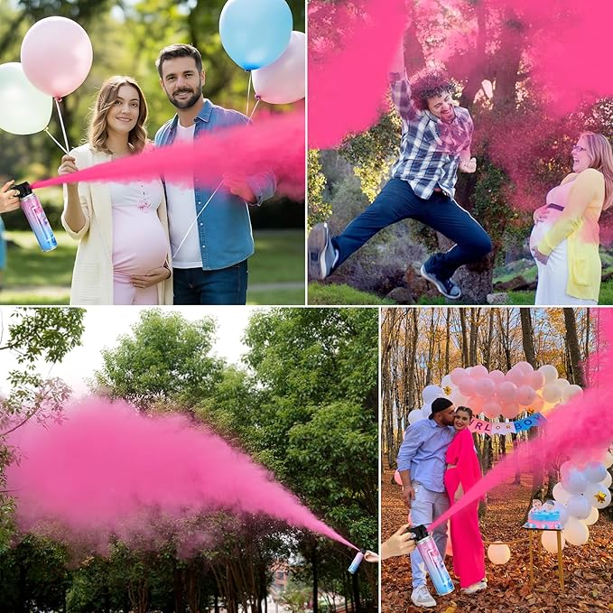 QIYVLOS Gender Reveal Fire Extinguisher 2 Packs, Gender Reveal Reveal Smoker Bomb, Baby Girl Reveal Party Ideas for Gender Reveal Decorations (Large, Pink)