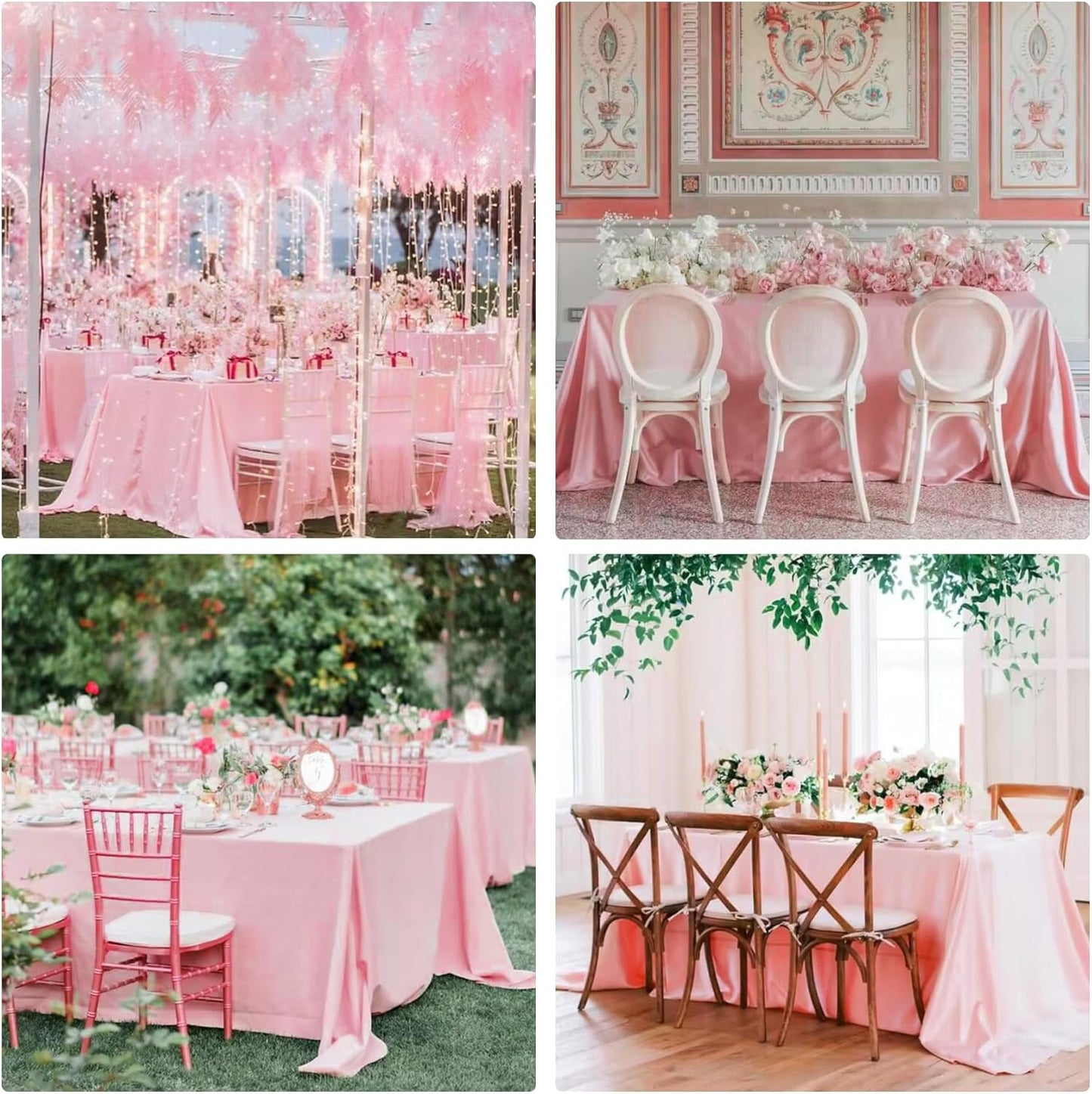 4 Pack Rectangle Tablecloth for 6 Foot Tables Washable Polyester Table Cover for Wedding Dining Table Parties Banquet(70x120 Pink)
