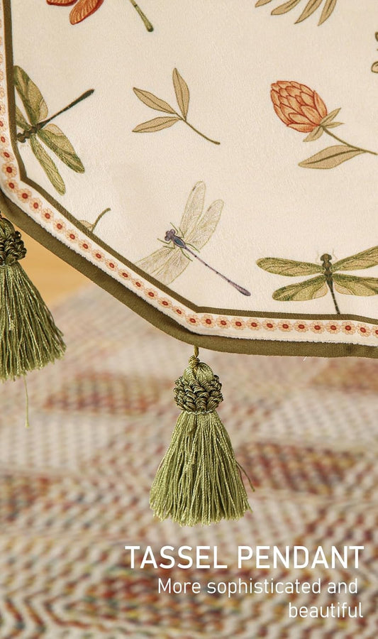 ISAENNE Designer Ivory White Velvet Table Runner 71 Inches Long,Farmhouse Dragonfly and Floral Pattern Table Runners for Dining Tables,Thanksgiving,Kitchen Tables,Christmas,12"*71"-Grace B