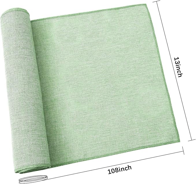 Light Green Burlap Table Runner 4 Packs Rustic Farmhouse Fabric 13x108inch Rolls Party Garden Birthday Holiday Home Kitchen Decor