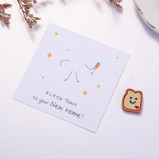 Ralukiia New Home Token Gift with Card, Cute Smiley Toast Keepsake, Funny Housewarming Gift for Women Friends or Family, Fresh Start Moving Away Gifts, New Apartment Warming Gifts Ideas