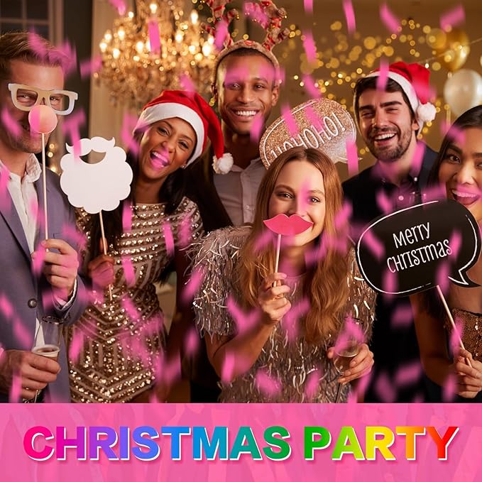 Confetti Cannon Pink 12 Pack Biodegradable Handheld Confetti Party Poppers for Weddings, Gender Reveals, Birthdays & Celebrations 12-Inch Twist Confetti Shooters for Party Fun