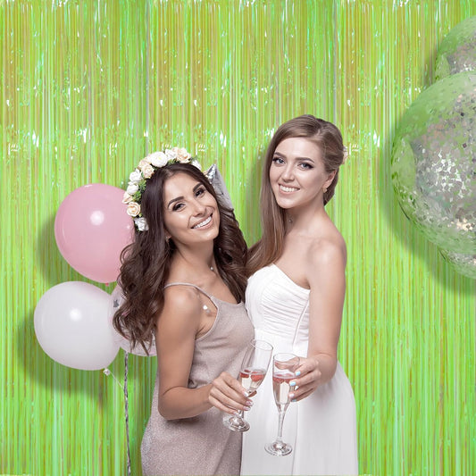 Accevo 3Pack Neon Green Party Streamers 3.2x8.2 Feet Metallic Foil Fringe Curtains Tinsel Streamers Party Decor Door Streamers Photo Booth for Christmas New Year St. Patrick's Day Party Decorations