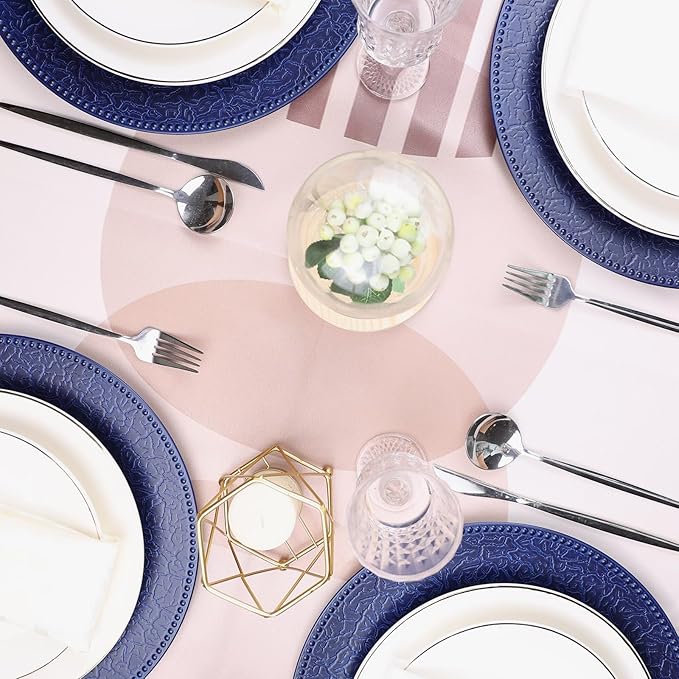 Navy Blue Charger Plates with Beaded Rims, Set of 6 Plastic Wedding Bulk Plate Charges for Dinner Plates, Table Decoration, Holiday, Thanksgiving, Christmas.