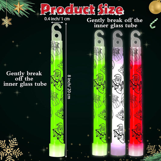 Jenaai Glow Sticks Bulk Hanging Wands 6 Inch Mini Sticks Goodie Bags Fillers Glow in the Dark Party Favors Supplies(24 Pcs,Santa Claus)