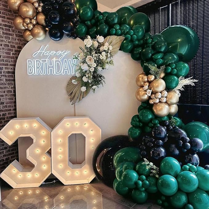 Blue and Green Balloon Garland Kit, 134Pcs Navy Blue,Dark Green,Macaron Blue Balloon Arch Kit for Birthday Dinosaur Party Jungle Safari Wild Baby Shower Graduation Decorations