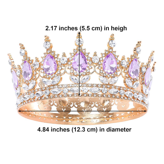 Purple Queen Crown for Women Crystal Tiara for Girl Rhinestone Wedding Headband for Bride Hair Accessories for Costume Birthday Party Prom Gifts