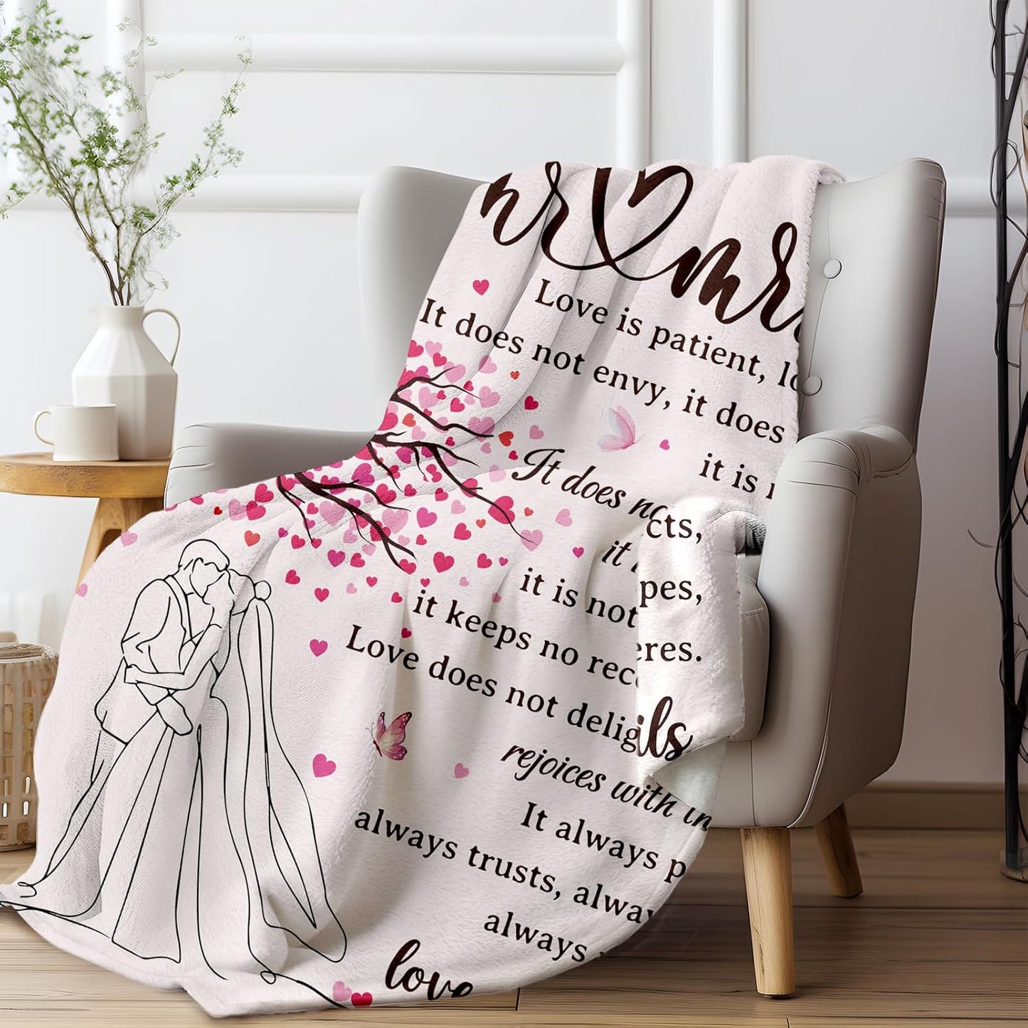 Wedding Gifts for Couples 2025, Soft Flannel Wedding Blanket, Bridal Shower Gifts for Bride to Be, Anniversary Mr and Mrs Gift, Marriage Gift for Newlyweds Bride, 50 x 60 inches