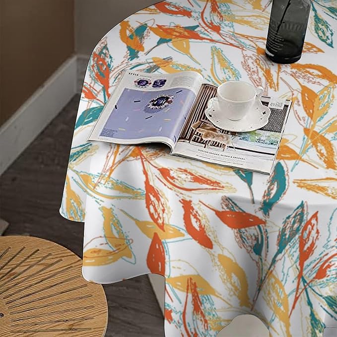 YCness Thanksgiving Fallen Leaves Tablecloth, Fall Autumn Watercolor Seasonal Colorful Maple Table Decor for Home Bedroom Kitchen Dinner Table Cover 36x36 Round