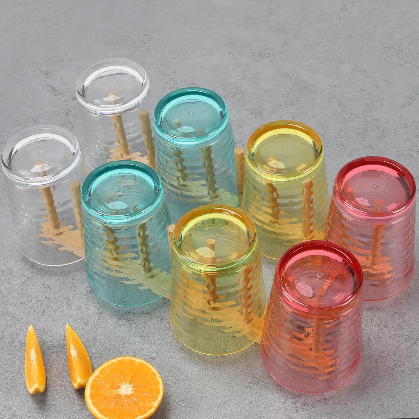 BPA-Free Plastic Tumblers 8 Pack (8x16oz) | Reusable Dishwasher Safe | Stackable Shatterproof Cups | Plastic Drinkware & Drinking Tumblers for Restaurant, Home, Party