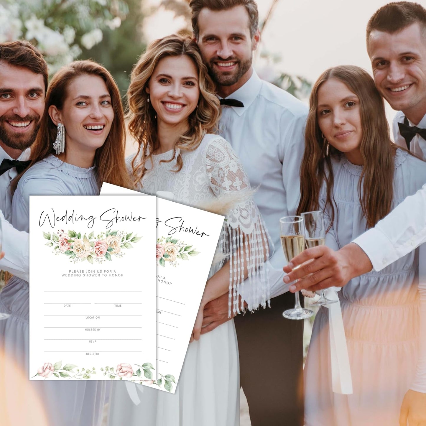 Floral Wedding Shower Invitation Cards with Envelopes Pack of 20 (4"x6") - Floral Wedding Shower Invitations.(172)