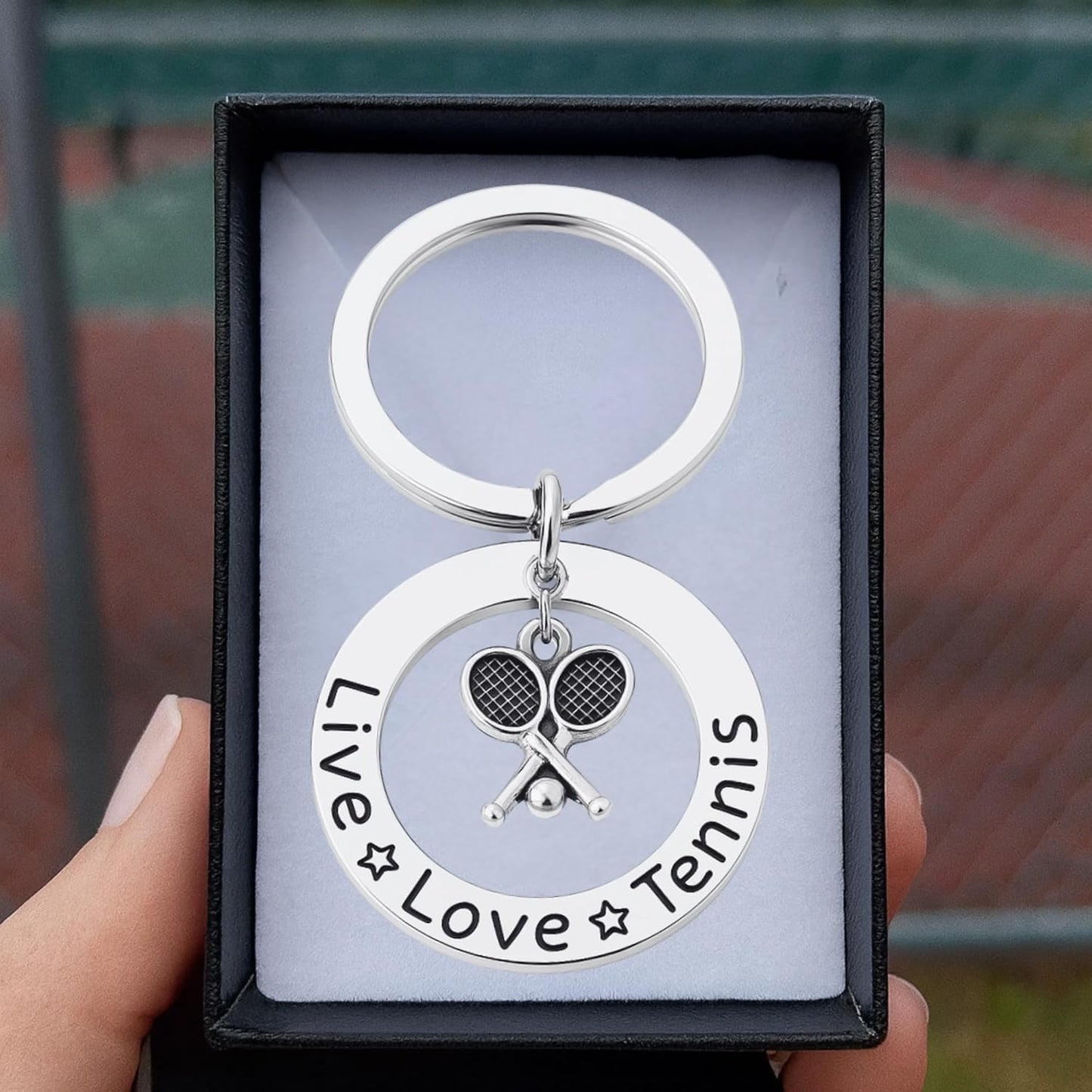 Infinity Collection Tennis Keychain, Live Love Tennis Jewelry- Girls Tennis Racket Keychain, Tennis Themed Gifts for Tennis Players, Tennis Coaches & Tennis Teams
