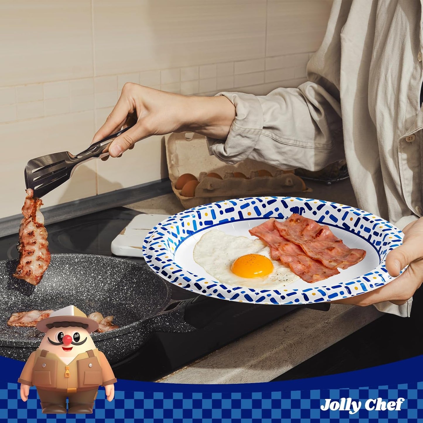 JOLLY CHEF 10 Inch Paper Plates 140 Count, Soak-Proof, Cut Proof, Disposable Heavy Duty Plates for Picnic, Family Gatherings, Parties