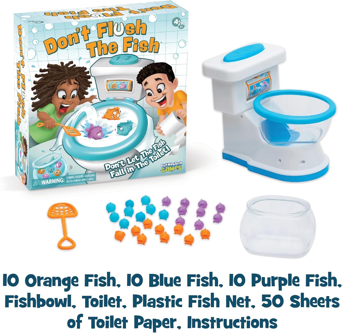 PlayMonster Dont Flush The Fish Board Games for Kids - Board Games for Family Game Night for Kids and Adults, Fun Balancing Game, Preschool, Toddler Toys, Ages 4+