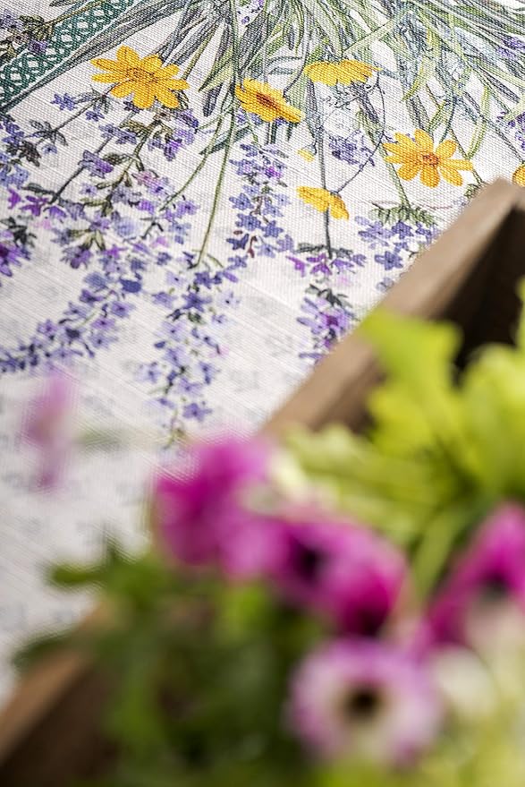 Maison d' Hermine Table Cloth Rectangle Table 100% Cotton 70 x 90 Inches Tablecloth Reusable Decorative for Dining Room Farmhouse Home Valentines Day Decorations Spring Summer - Fanny Lavender