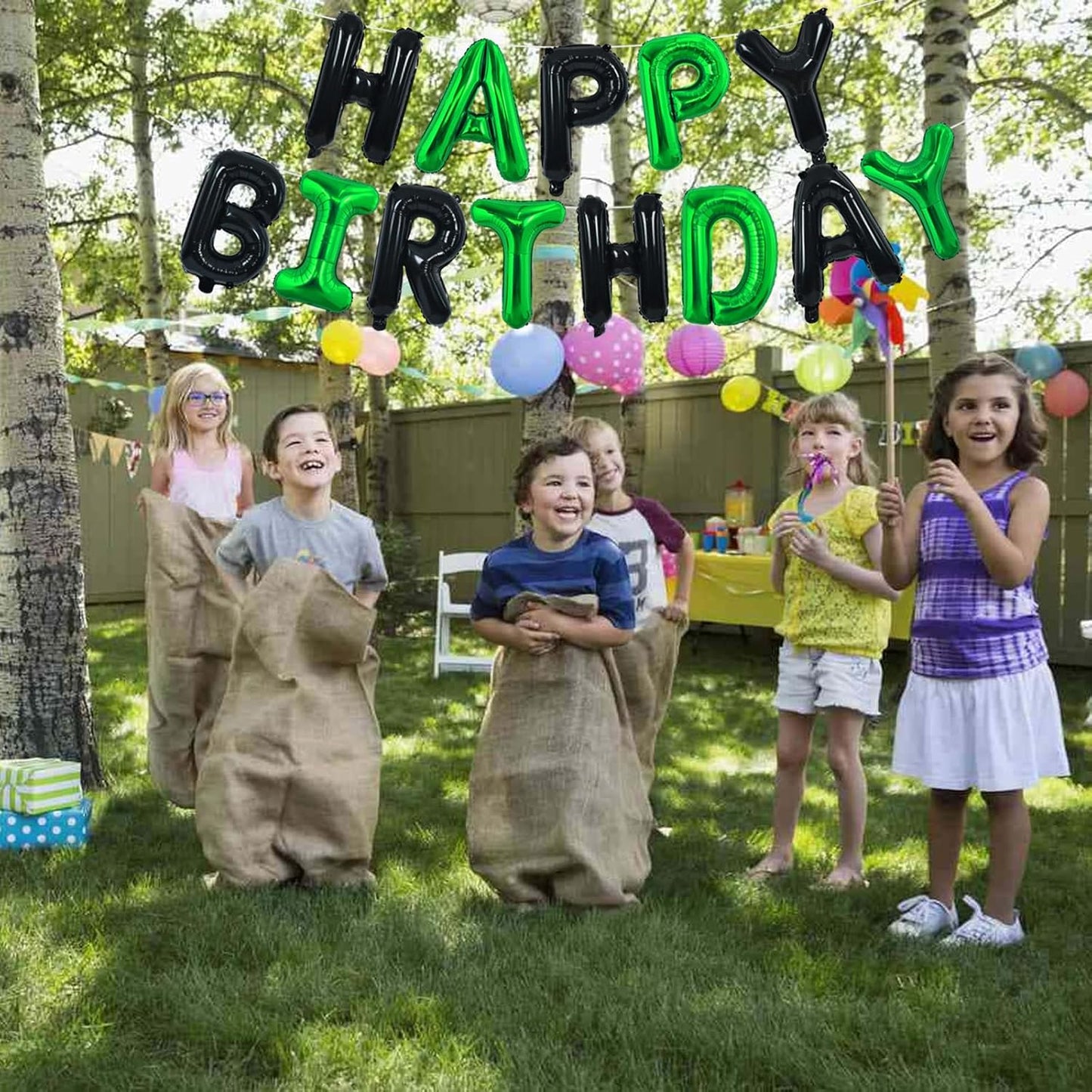 TONIFUL Happy Birthday Balloons Banner 16 Inch Mylar Foil Letters Birthday Sign Reusable for Girls Boys Kids & Adults Birthday Party Decorations Supplies(Black Green)