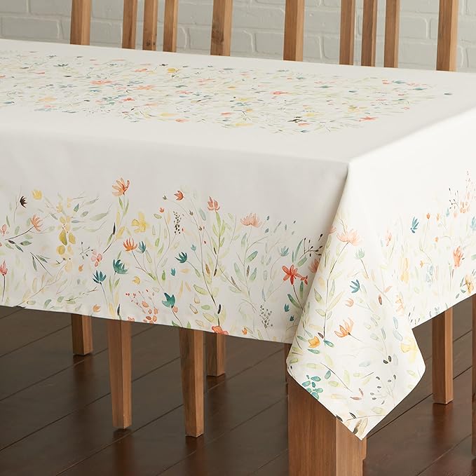 Maison d' Hermine Table Cloth Square Table 100% Cotton 60 x 60 Inches Tablecloth Reusable Decorative for Dining Room Farmhouse Home Valentines Day Decorations Spring Summer - Colmar