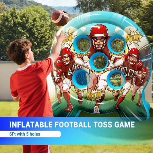 Kids Football Target Toss Game with Junior Size Footballs - Inflatable Throwing Target Toy - Fun Sports Carnival Party Game - Fun Kids Sports Outdoor Game