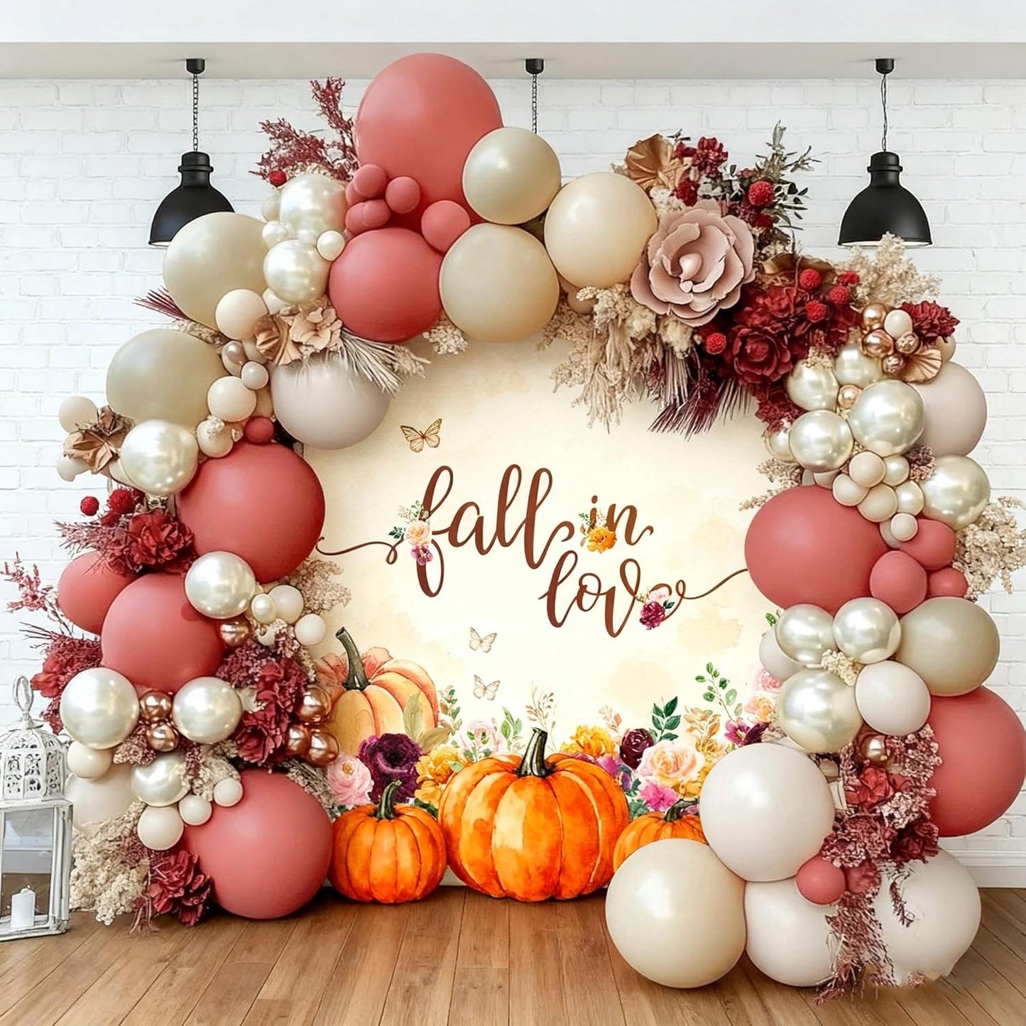Dusty Pink Cream White Balloon Garland, Double Stuffed Rose Pink Sand White Pearl Balloon Arch Kit for Boho Bridal Shower Wedding Baby Shower Birthday Fall Thanksgiving Party Decorations