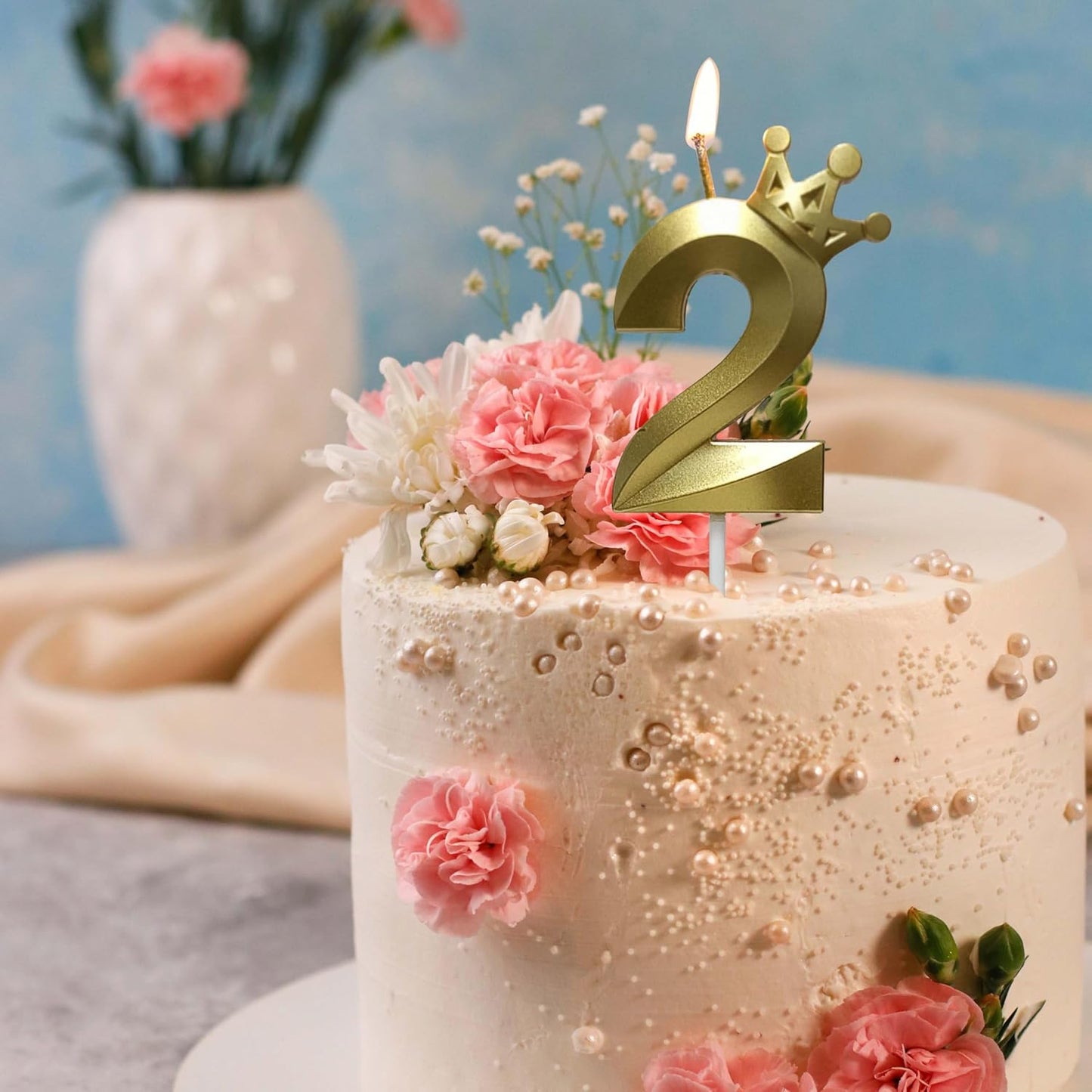 The Gold Number 2 Birthday Candles for Cake is Beautiful Number Candles for Birthday Decorations for Boys and Girls (Gold-2, Crown)