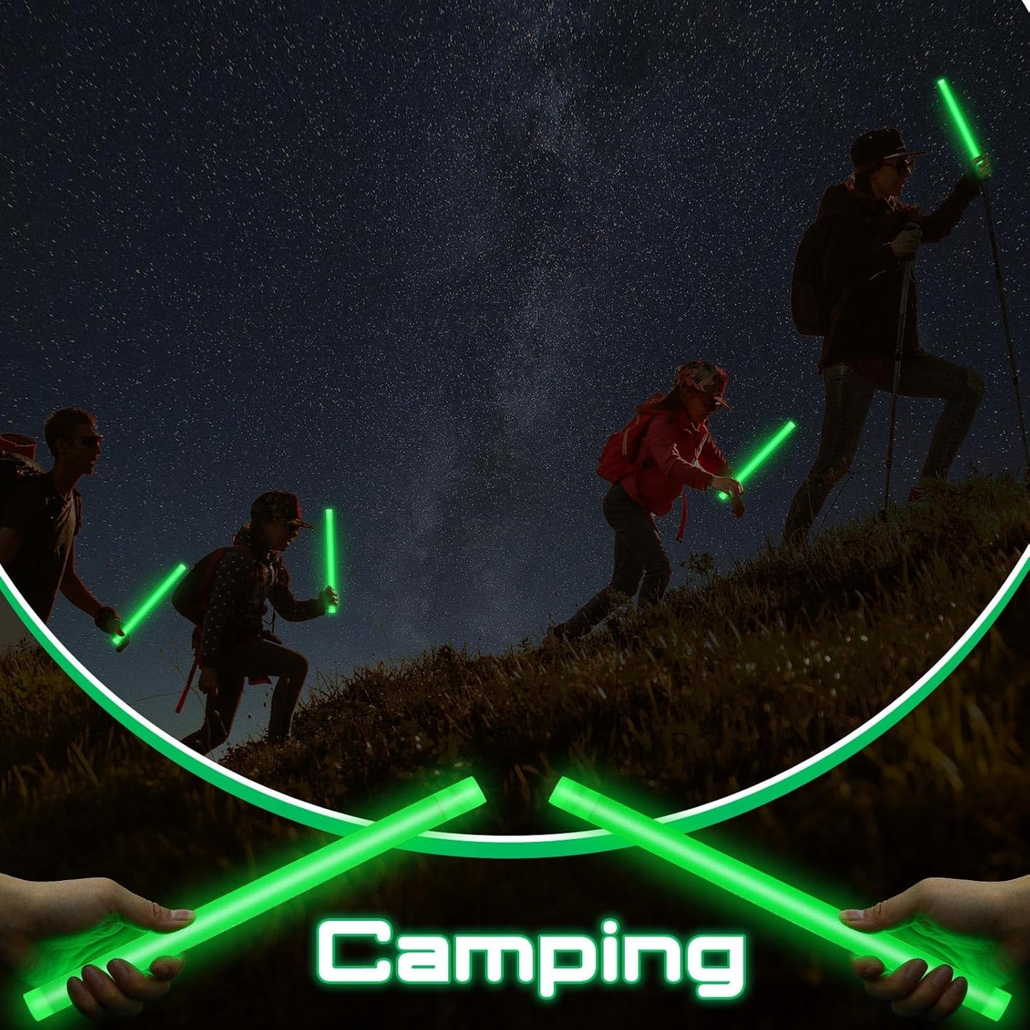 Lewtemi 10 Pcs Large Glow Sticks Big Giant Jumbo Halloween Christmas Emergency Light Stick for Camping Accessories, Survival Kit