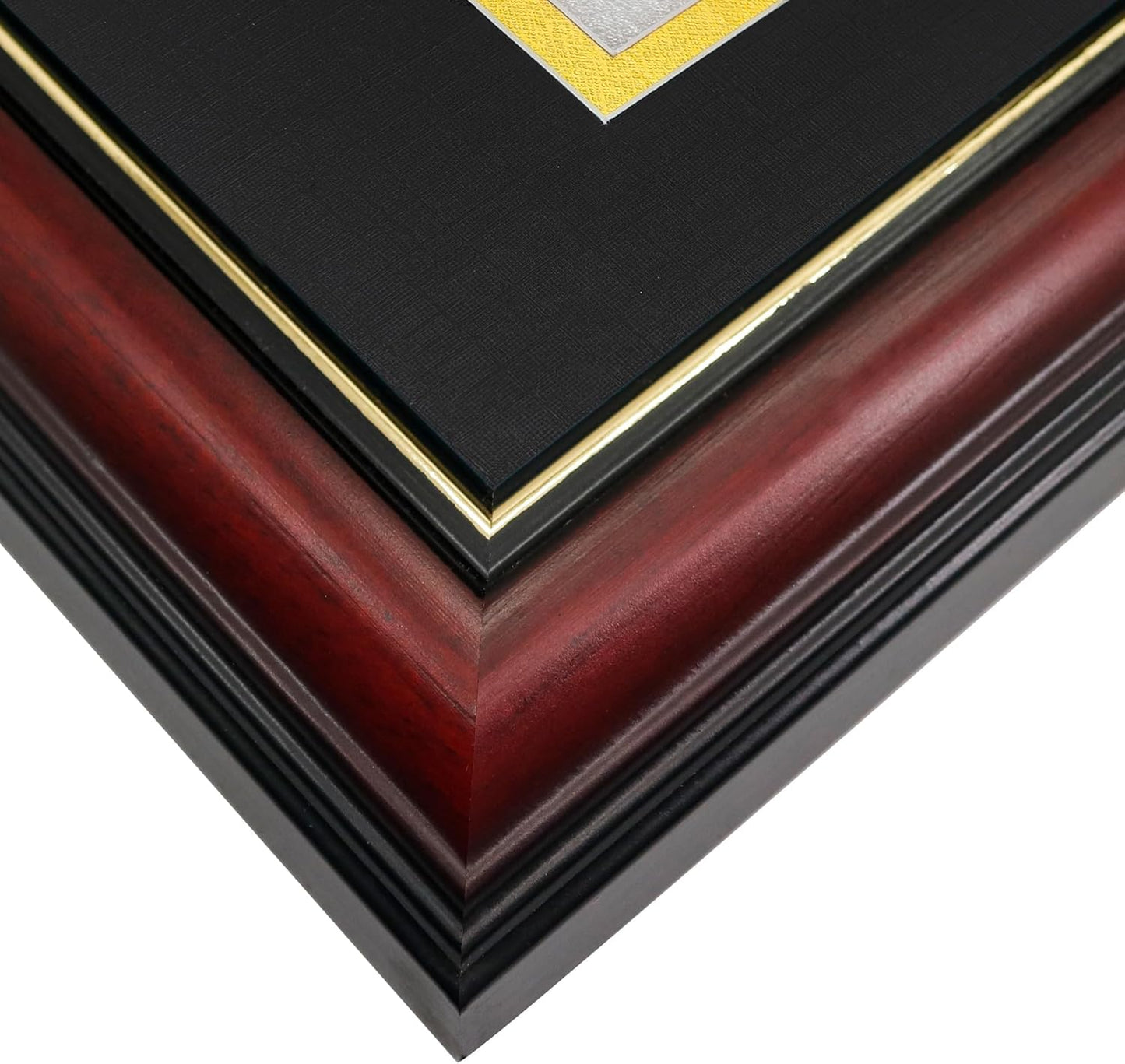 GraduationMall 11x22 Cherry Diploma Frame with Tassel Holder and Picture for 8.5x11 Certificate 5x7 Photo,Tempered Glass,Black over Gold Mat