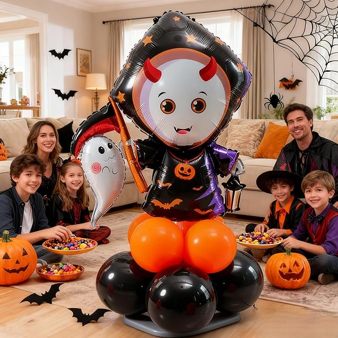 10pcs 12inch Black Orange Latex Balloons Party Theme Halloween Balloons Decor for Baby Shower Wedding Anniversary Halloween Baby Birthday Party Decorations (Ghost)