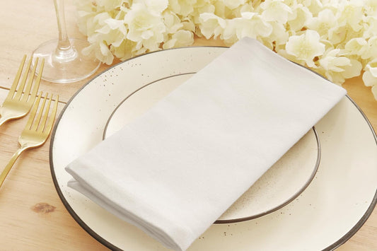 PurpleEssences Set of 6 Cloth Dinner Napkins 100% Cotton 18x18 Inch - Soft Durable Washable - Ideal for Farmhouse Party Fall Thanksgiving - Perfect Everyday Use Table Linen - White