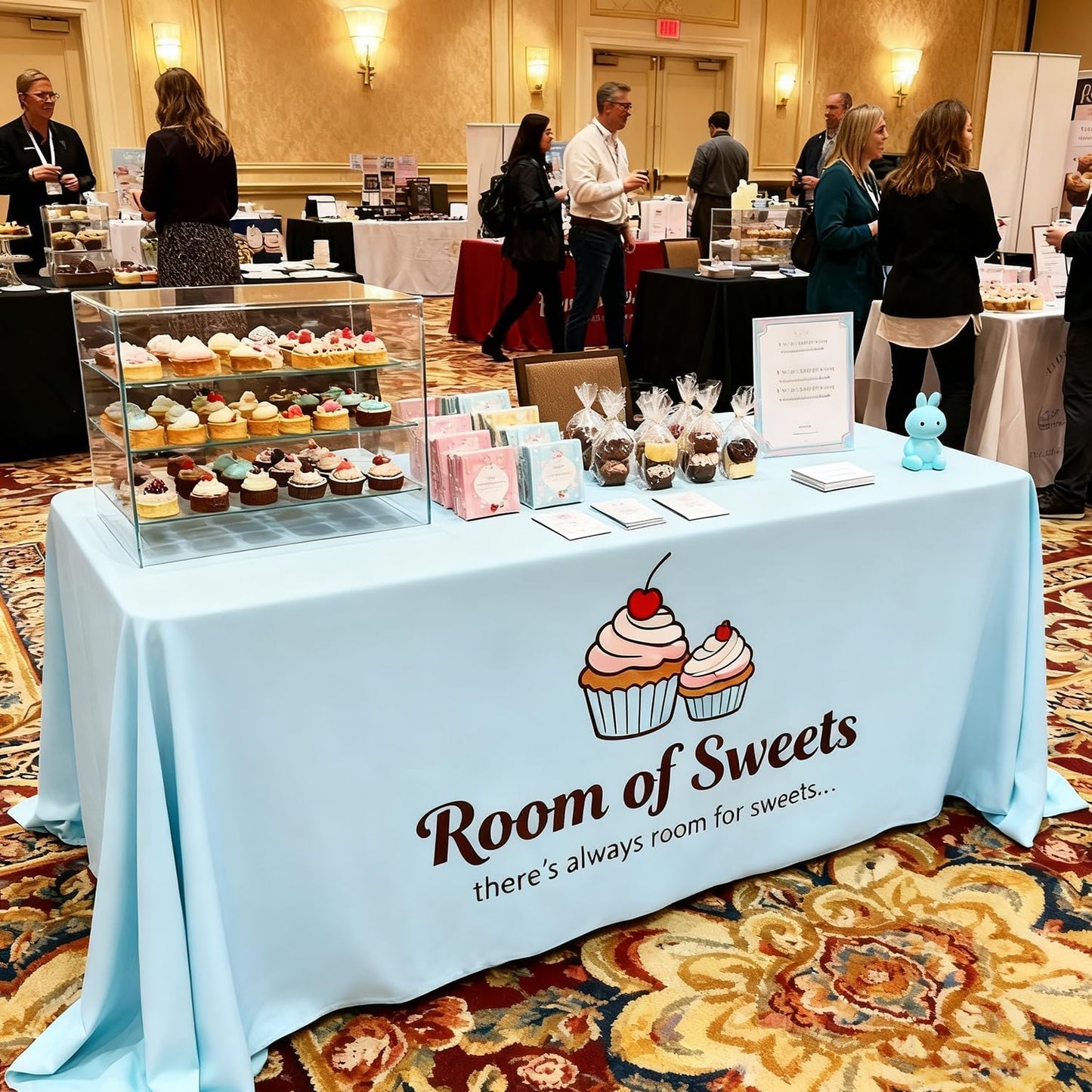Custom Table Cloth with Business Logo, 4FT 5FT 6FT 8FT 10FT Custom Tablecloth, Custom Table Cover for Tradeshow Events Company School Birthday Wedding Party (6FT Closed Back)