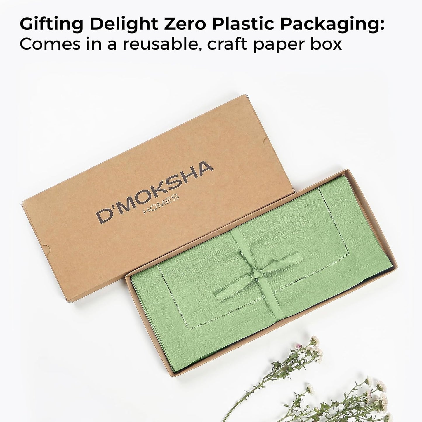 D'Moksha Homes Linen Sage Green Table Runner 144 Inches Long - 100% Pure Linen Extra Long Table Runner 14 x 144 Inch for Fall, Autumn and Halloween - Classic Hemstitch