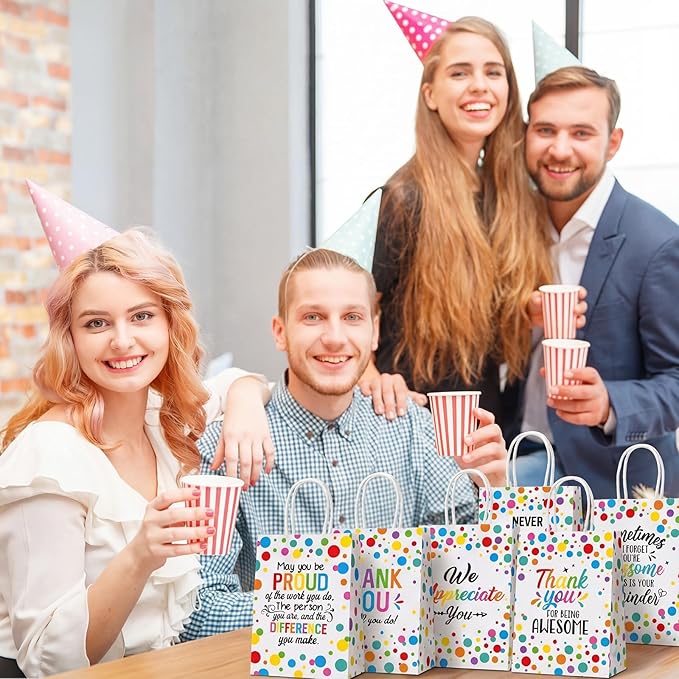 Resholder 30 Pcs Appreciation Gift Bag Inspirational Thank You Party Favor Bag with Handle We Appreciate You Portable Goodie Candy Treat Pouch Party Decor Supplies for Employee Staff Coworker Teacher