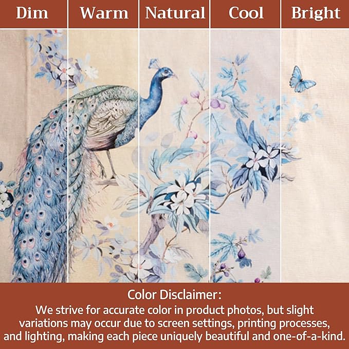 Maison d' Hermine Premium Table Cloth Rectangle Table 100% Combed Cotton 140 x 70 Inches Tablecloth Reusable Decorative for Dining Room, Home, Party, Festive & Wedding - Peacock Utopia - Sandy Beach