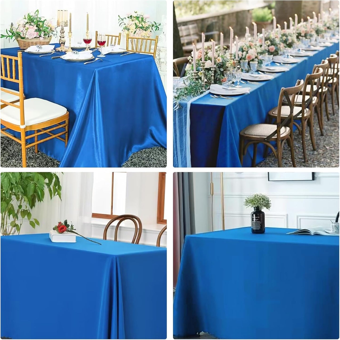 4 Pack Rectangle Tablecloth 60x102 Inch Washable Polyester Table Cover for Wedding Dining Table Buffet Parties Banquet Decoration(Blue)