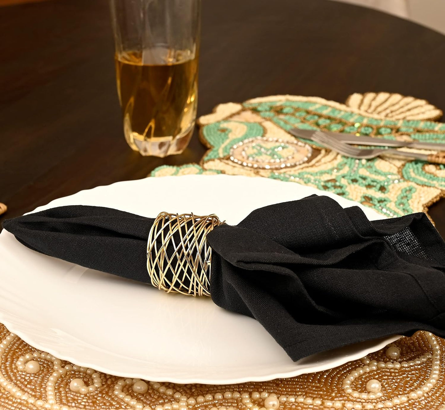 ALPHA Living HOME Gold Napkin Rings 12 Set of Premium 100% Metal, Rust-Resistant Tabletop Décor - Napkin Holders Buckles for Family Dinner, Wedding, Party, Decorations, Banquet, Party, Easter