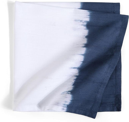 FINGERCRAFT Cloth Napkins Set of 6 Cotton Blend Tie Dye 20x20 Inch Large Size Dinner Napkins Cloth Perfect for Parties Dinners Weddings Cocktail Christmas Easter Royal Blue Ikat