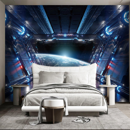 3D Spacecraft Space Wallpaper Bedroom Technology Spaceship Space Capsule murals Office Decor Living Room tv Background Large Wall Mural - 137"x96"(Not Peel and Stick)