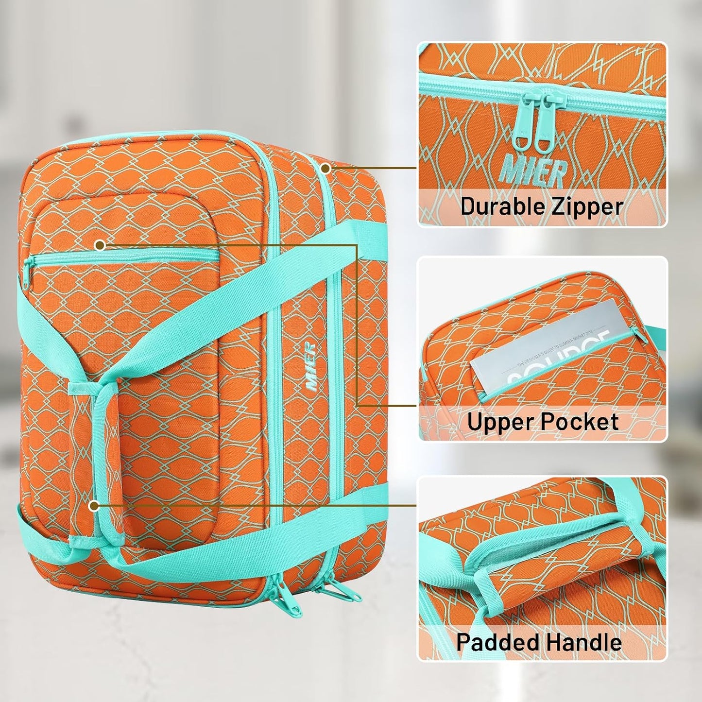 MIER Insulated Casserole Carrier Fits 9"x13" Baking Dishes/Foil Pans, Double Food Carriers Bag Thermal Holder for Hot or Cold Food Lasagna Lugger Potluck Parties Picnic Travel, Orange