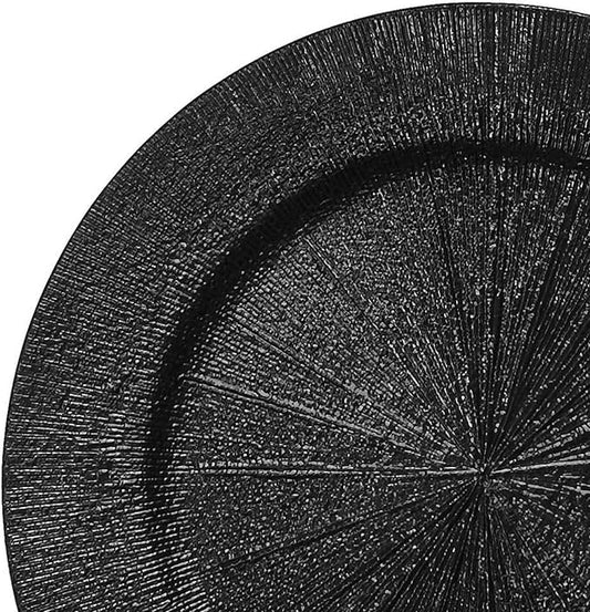 13" Round Black Charger Plates, Elegant Serving Chargers Plate Set Bulk for Wedding Dinner Holiday Party Event Table Setting Decoration, Set of 6